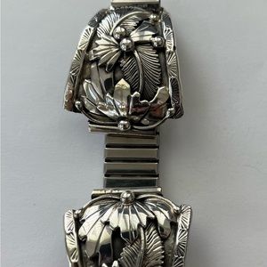44g STAMPED Sterling Silver Vintage Navajo Cuff Watchband SIGNED - Betty Thomas